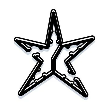 Geometric five pointed star outline icon with shadow Stock Illustration
