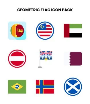 Geometric Flag Flat Graphics Icons Pack Stock Illustration