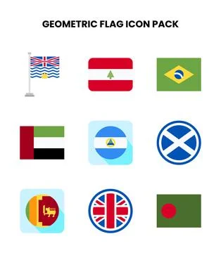 Geometric Flag Flat Icons Pack 스톡 일러스트