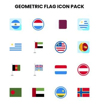 Geometric Flag Flat Vector Icons Pack Illustrazione stock