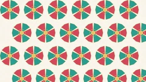 Geometric flag pattern with turquoise red yellow cross design on white back.. Stock Illustration