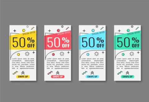 Geometric flat banners. Modern abstract gradient shapes for logo, sale promotion Stock Illustration
