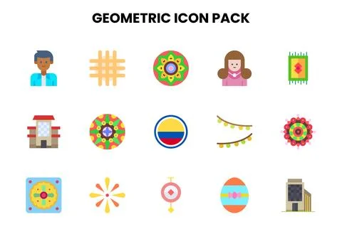 Geometric Flat Bundle Icons Pack Illustrazione stock
