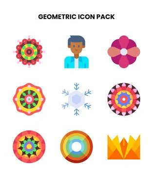 Geometric Flat Collection Icons Pack イラスト素材