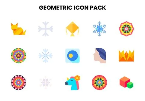 Geometric Flat Graphics Icons Pack Stock Illustration