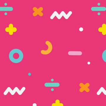 Geometric Flat Memphis Pattern. Stock Illustration