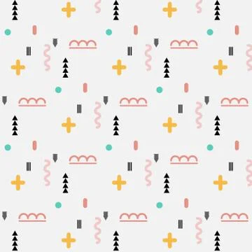 Geometric Flat Memphis Pattern. Stock Illustration