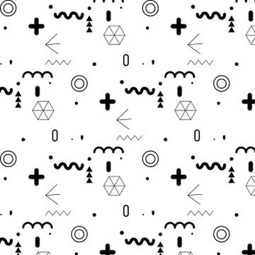 Geometric Flat Memphis Pattern. Stock Illustration