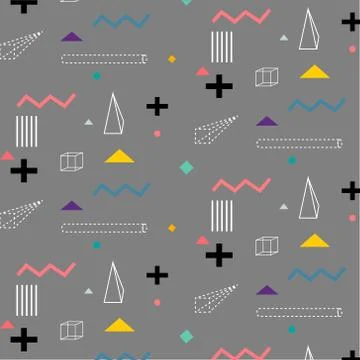 Geometric Flat Memphis Pattern. Stock Illustration