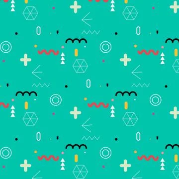 Geometric Flat Memphis Pattern. Stock Illustration