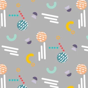 Geometric Flat Memphis Pattern. Stock Illustration