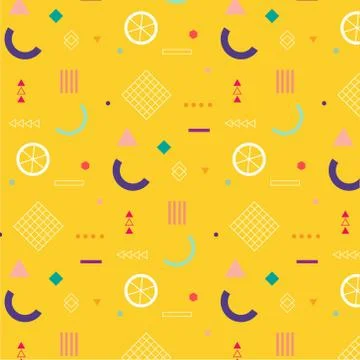 Geometric Flat Memphis Pattern. Stock Illustration