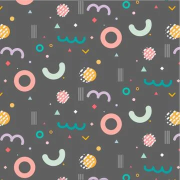 Geometric Flat Memphis Pattern. Stock Illustration