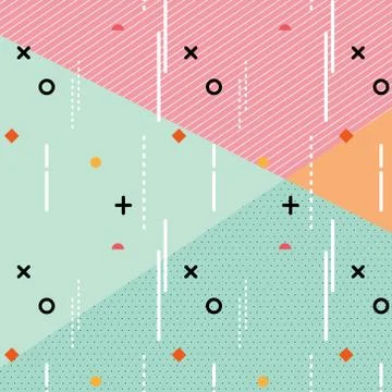 Geometric Flat Memphis Pattern. Stock Illustration