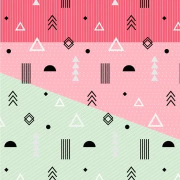 Geometric Flat Memphis Pattern. Stock Illustration