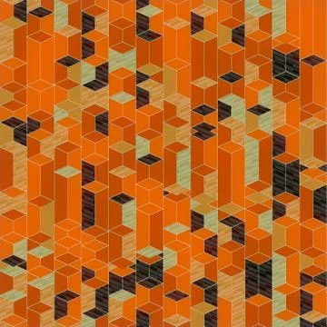 Geometric flat pattern with orange colored rectangles. 3d rendering illustration イラスト素材