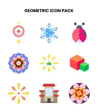 Geometric Flat Set Icons Pack Stock Illustration
