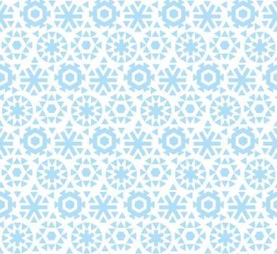 Geometric flat snowflake seamless pattern vector illustration.  blue winter r Stock Illustration