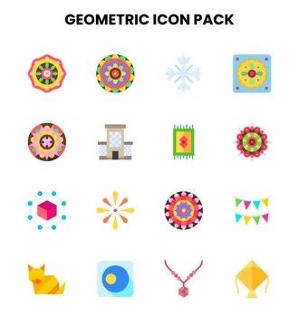 Geometric Flat UI Icons Pack Stock Illustration