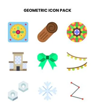 Geometric Flat Vector Icons Pack 스톡 일러스트
