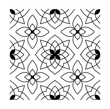 Geometric floral pattern in black lines. Vector illustration Stock Illustration