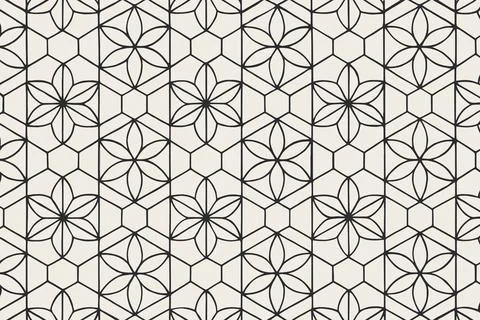 Geometric floral pattern with hexagonal overlay and subtle texture Stock Illustration