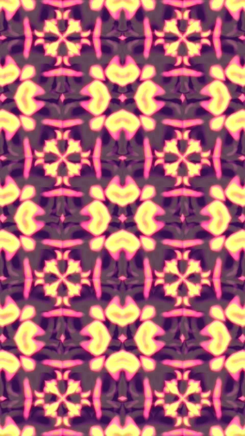 Geometric floral pattern with neon colors. 2d animation Stock Footage 341802191