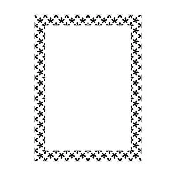 Geometric Floral Pattern Rectangle Frame Bold Repeat Star Flower Snowflake .. Illustrazione stock