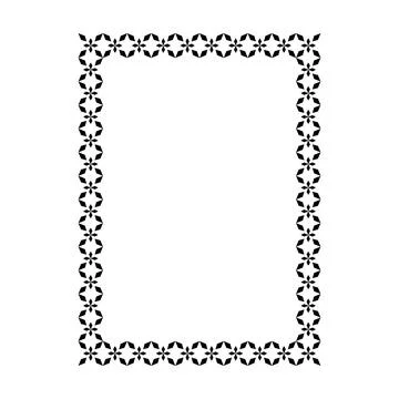 Geometric Floral Pattern Rectangle Frame Bold Repeat Star Flower Snowflake .. Stock Illustration
