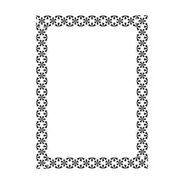 Geometric Floral Pattern Rectangle Frame Bold Repeat Star Flower Snowflake .. Stock Illustration