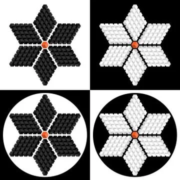 Geometric flower consisting of isometric cubes Stock Illustration
