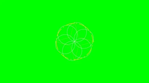 A geometric flower of life pattern composed of white and yellow thin lines Stock Footage 340904067