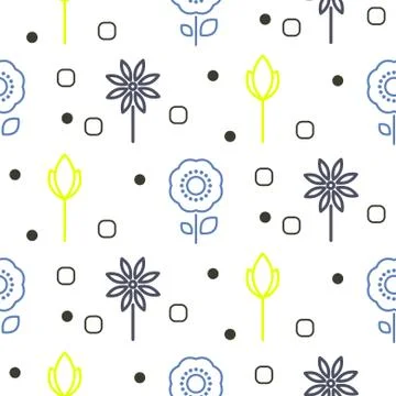 Geometric flower seamless line vector pattern. イラスト素材