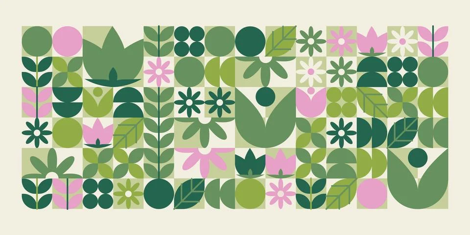 Geometric flower shapes pattern Stock Illustration