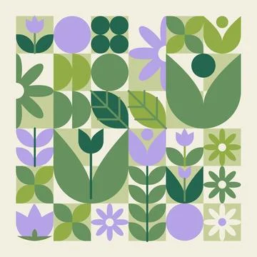 Geometric flower shapes pattern Stock Illustration