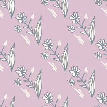 Geometric flowers bouquet seamless pattern on pink background. Floral endless Stock Illustration