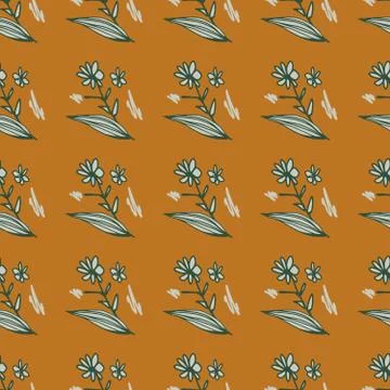 Geometric flowers bouquet seamless pattern on yellow background. Floral endle Stock Illustration