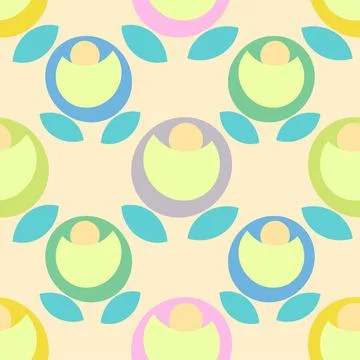Geometric flowers vector repeat pattern in pastel shades Illustrazione stock
