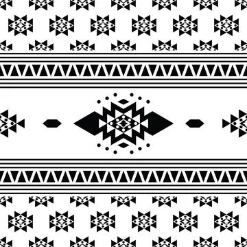 Geometric folklore seamless ethnic pattern in black and white colors. Stock Illustration