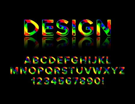 Geometric font with shadow Stock Illustration