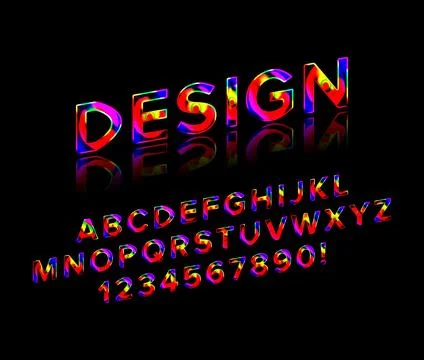 Geometric font with shadow Stock Illustration