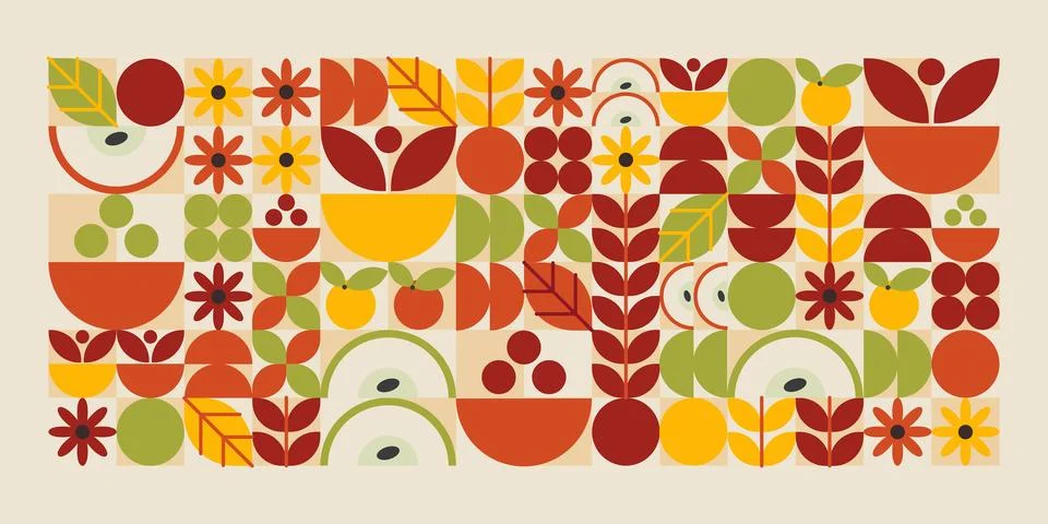 Geometric food pattern Stock Illustration