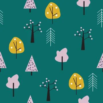 Geometric forest seamless pattern. Stock Illustration