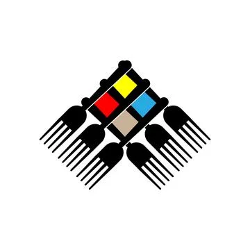 Geometric fork logo design template. Stock Illustration