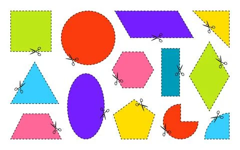 Geometric form border thin dotted line cut out set Stock Illustration