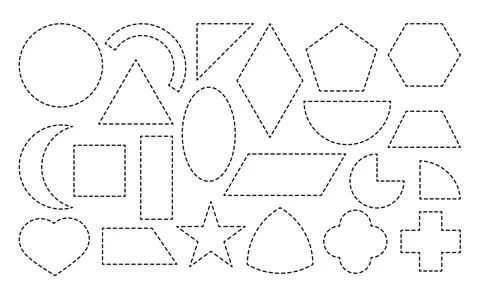 Geometric form drawn dotted line icon set vector Stock Illustration