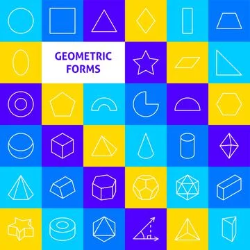 Geometric Forms Line Icons Stock Illustration