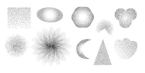 Geometric forms set sand effect stipple textured shapes vector illustration Stock Illustration