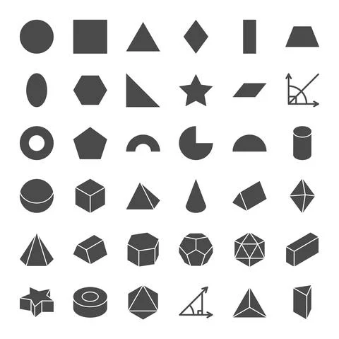 Geometric Forms Solid Web Icons Illustrazione stock
