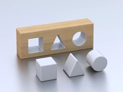 Geometric forms on white ground, 3D Rendering Stock Illustration